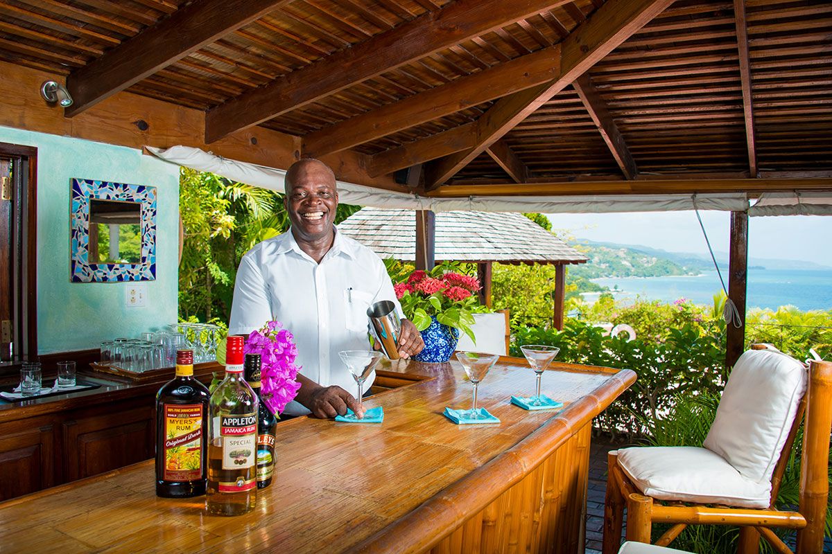 Smiling bartender.